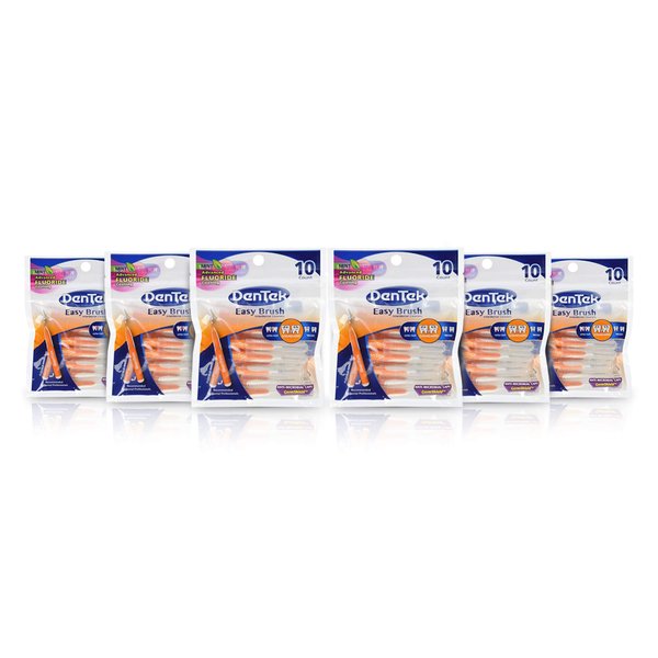 DenTek Easy Brush Interdental Cleaners | Brushes Between Teeth | Standard | Mint Flavor | 10 Count (Pack of 6)