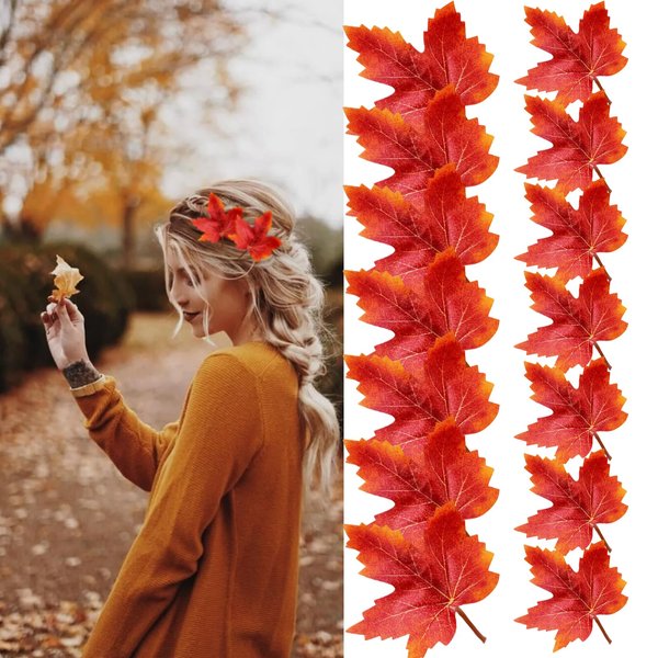 Generic 14 Pcs Maple leaf Hair Clip Thanksgiving Maple-shaped Hairpin Fall Hair Decoration for Women Maple leaf Hair Accessories for Thanksgiving Day Fall Festival Party, Orange