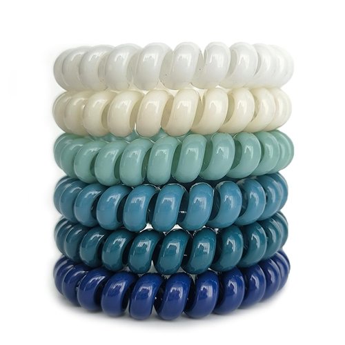 Leenchiry 18 Pieces Spiral Hair Ties Coil Hair Ties Phone Cord Hair Ties Waterproof No Damage Elastic Hair Ties Traceless Ponytail Holder 2.15inch No Crease Hair Bands for Women Girls (Color 2)