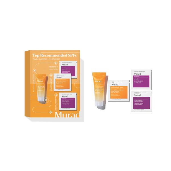 Murad SPF Travel Set : Derm on the Go - Travel Suncreen Set for AM & PM - Multi-Vitamin Clear Coat SPF 50 0.33Fl Oz with 3 additional bonus items