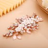 Chargances Bridal Flower Rhinestone Hair Comb Wedding Pearl Leaf Hair Side Comb Fashion Crystal Handmade Hair Accessories for Women and Girls (Rose Gold)