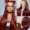 Jiumido Reddish Brown Lace Front Wigs Human Hair 13x4 HD Straight Lace Front Wigs 180% Density Copper Red Lace Front Wig Auburn Brown Human Hair Pre Plucked (26 Inch)