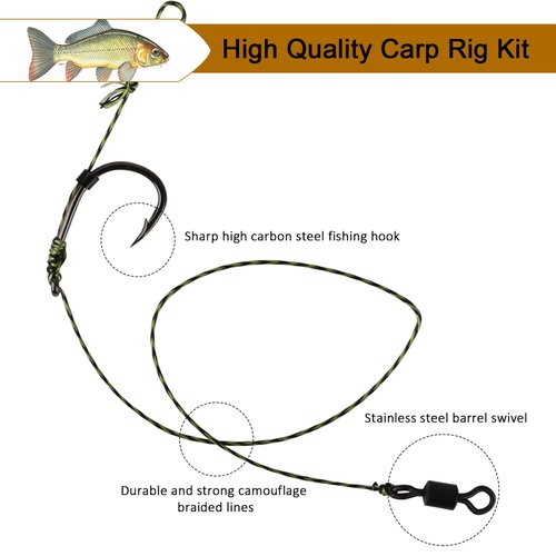 Dovesun Carp Fishing Hair Rigs Carp Rig Kit Fishing Bait Rigs Carp Fishing Bait Fishing Accessories 41pcs/151pcsHooks Set 6#4#2#