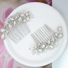 Crystal Wedding Hair Comb Silver Bridal Headpiece Bride Sparkly Rhinestone Hair Side Comb Bridesmaid Pearl Hairpieces Side Combs Hair Accessories for Women (Silver)