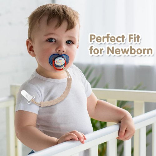 Stylish Silicone Pacifier Clips, 4-Pack Pacifier Holder with Flexible Woven Rope Design, 100% Food Grade Silicone, Safe Essentials for Newborns Baby Boys and Girls
