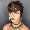 HOTKIS Pixie Cut Wig Human Hair Natural Wavy Short Wigs Human Hair with Layered Cut Pixie Wig Short Human Hair Wigs for Black Women Highlight Brown Pixie Wigs F4/27#