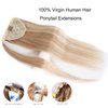 Ugrace Hair Blonde Ponytail Extension Human Hair Ponytail For Women Clip In Ponytail Hair Extensions Wrap Around Long Ponytail Remy Straight One Piece Hairpiece Hair(18 inch, Ombre #16/613)