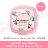 Nail Polish Remover Wipes, Nail Polish Remover Pads, Natural Ingredients Nail Wipes for Gel Nails Lint Free, Nail Polish Remover Wipe for Nail Art, Women’s Portable Nail Wipes (Strawberry)