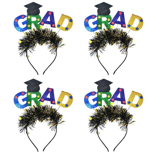 Zaruatu 4 Pcs Graduation Hat Headband Graduation Cap Headband Glitter Sequins Star Mini Grad Cap Headbands Graduation Party Favors Class of 2024 Graduation Hair Accessories