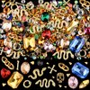 Kikonoke 300 Pcs Cone Rivet with 3D Metal Skull Cross Chains Snakes Vintage Alloy Nail Charms Glass Pointed Bottom Gems and Resin Rhinestones for Women Girls Metal Nail DIY (Gold)