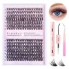 Yinaber Lash Extension Kit DIY 280pcs Lash Clusters Eyelash Extension Kit, 9-16mm Mix 30D 40D Curl Individual Lashes Kit with Lash Bond and Seal Lash Tweezers for Self(30D&40D-0.07D-9-16Mix KIT)