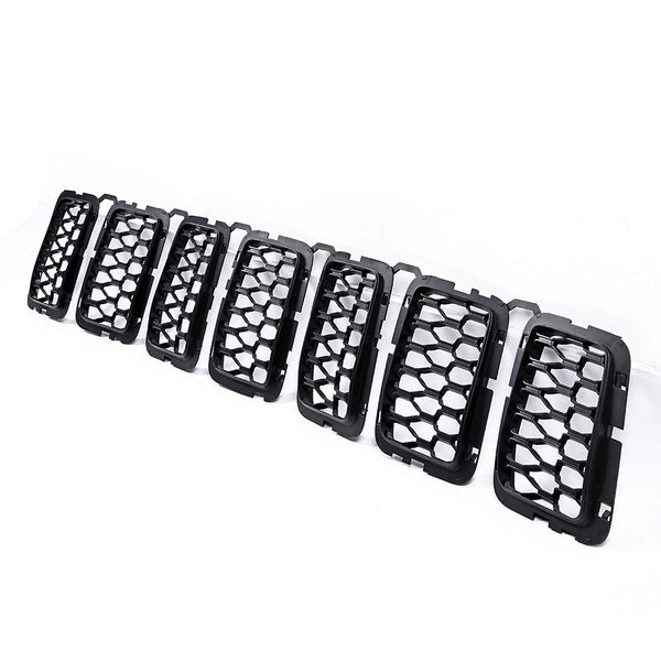 7PCS Black Honeycomb Front Mesh Grilles Inserts Car Grill Compatible with Jeep Grand Cherokee 2017 2018 2019 2020 2021