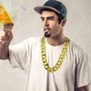 Riuziyi 4 Pack 80s 90s Hip Hop Costumes Outfit, Fake Gold Chain Money Chain, Twist Leg Punk Sunglasses, Dollar Sign Finger Ring for Men Women Rapper Accessories (Gold)
