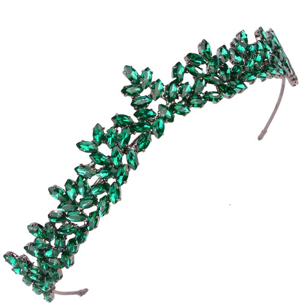 Women's Tiara, Crown for Henna Wedding Party | Glitter Hair Accessories for Bridal Birthday Pageant Prom Halloween Costume Christmas Party, Princess Crowns | Dream Design - Green