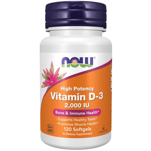NOW Supplements, Vitamin D-3 2,000 IU, High Potency, Structural Support*, 120 Softgels