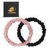 100% Pure Mulberry Silk Hair Scrunchy, Skinny Real Silk Scrunchies for Hair Sleep Small Mini Satin Hair Ties for Women Girls Curly Thick Thin No Damage Scrunchie Ponytail Holder Elastics Cute Bands