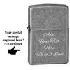 Zippo Lighter - Personalized Chrome Windproof Lighter Custom Message Engrave (Antique Silver Plate) #121FB