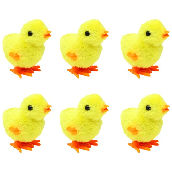 Honbay 6PCS Fluffy Chicks Wind Up Chick Toys Wind-Up Jumping Cute Chicken Plush Chicks Toys Easter Party Favors Artificial Animal Chicken Decoration Props Christmas Socking Stuffers