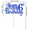 1 PCS Happy 6th Birthday Cake Topper Glitter Cheers to 6 Years Birthday Cake Pick Six 6 Fabulous Cake Decoration for Happy 6th Birthday Theme Party Decorations Supplies Blue