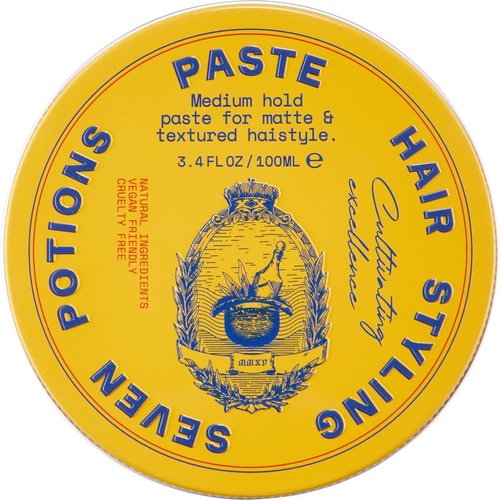 SEVEN POTIONS Hair Styling Paste for Men 3.4FL OZ – Medium, Flexible Hold Putty – Matte Hair Wax with Textured Finish – Easy Application – Natural, Vegan, Cruelty-Free