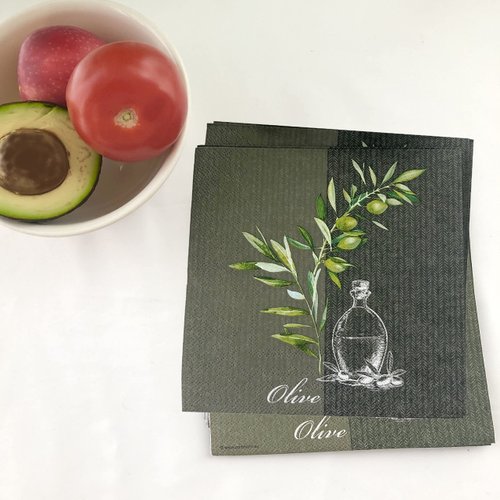 20-ct Olive 5x5 Napkins - Themed Decorative Cocktail Napkins for Fall & Thanksgiving