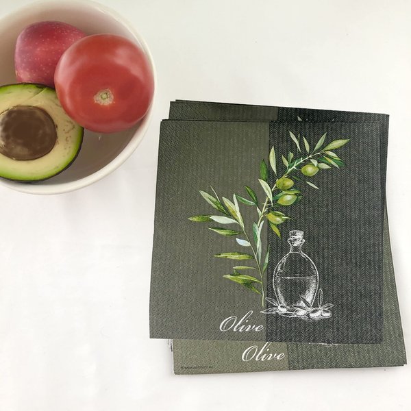20-ct Olive 5x5 Napkins - Themed Decorative Cocktail Napkins for Fall & Thanksgiving
