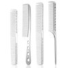 Professional Aluminum Dressing Comb for Hair Styling,4 Types Metal Combs Included Hair Cutting Comb,Metal Rat Tail Comb,Detangling Comb,Handle Comb for Women Men Barber Supplies