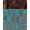 Onogola 20 Sheets Glow In The Dark Butterfly Temporary Tattoos for Women Girls, Luminous Flower Butterflies Wings Kids Fake Tattoo Stickers Art Makeup Waterproof for Face Body Arm Party Favors
