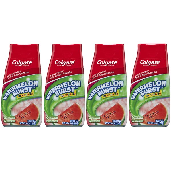 Colgate Anticavity Kids Toothpaste with Fluoride for Ages 2+, Watermelon Burst Flavor - 4.6 Ounce (4 Pack)