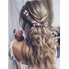 JAKAWIN Bride Flower Wedding Hair Vine Leaf Hair Piece Pearl Bridal Headpiece Rhinestone Hair Accessories for Women and Girls HV103 (Silver)