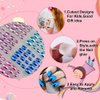 120 Pieces Fake Nails for Girls Metallic Mirror Chrome Kid Nails Press on Pre-glue Children Artificial False Nails Short Oval Full Cover Acrylic Stick on Nail Tips Kit for Little Girl Toys