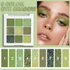 Green Glitter Shimmer Eye Shadow Makeup Palette 9 Colors,Light Bright Emerald Dark Avocado Neon Green Highly Pigmented Matte Glitter Shimmer Pearl Waterproof Party Sparkling Eyeshadow Palette