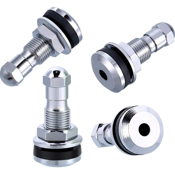 Veteran Tire and Rubber TR-416-S 1" Outer Mount Metal Valve Stem (4 Pack)