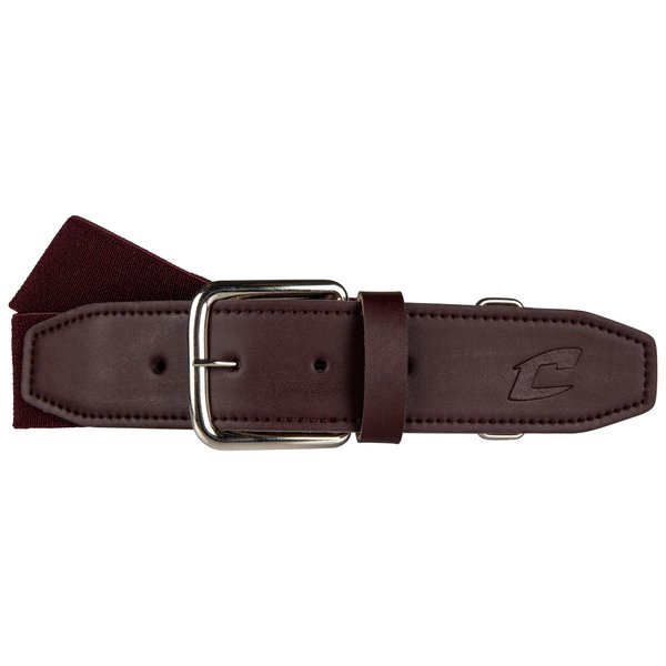 CHAMPRO Baseball Belt with Leather Tab, Maroon, Adult