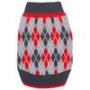Blueberry Pet Chic Argyle All Over Dog Sweater in Charcoal and Scarlet Red, Back Length 14", Pack of 1 Clothes for Dogs