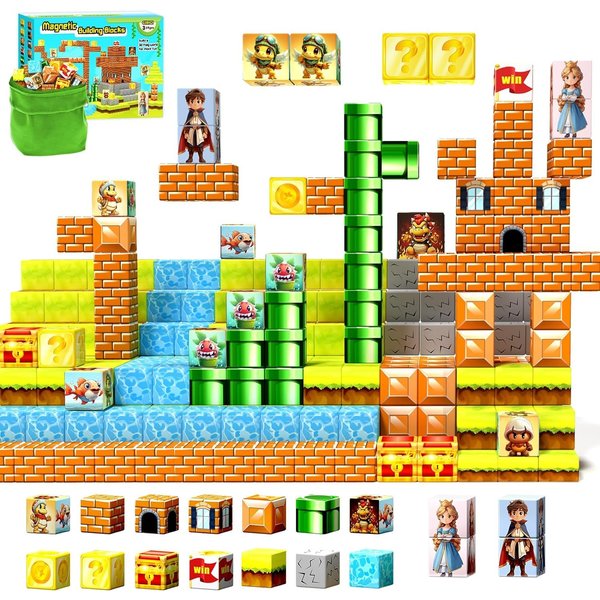 Magnetic Blocks-Building Toys Games Elements,Magnet Toys for Boys & Girls Ages 3-5 5-7 6-8,Creative Montessori Sensory Toys,Fun Birthday Gift for 3+ Years Old