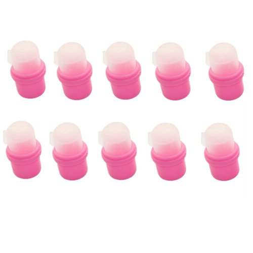 MauSong 10 Pieces Nail Soaker Cap, Wearable Nail Art Tips Polish Remover, Finger Acrylic Nail Polish Removers, UV Gel Polish Remover Wrap Tool, Fingernail Soak Off Cap Clip Pink