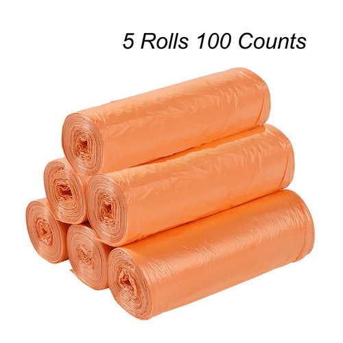 Ocasor Small Trash Bags Strong Thicken Biodegradable Garbage Bag Wastebasket for Kitchen Office Home Bathroom Bedroom 100 Counts Random Color, Orange, 17.7 inch x 19.7 inch(45 x 50 cm)