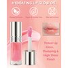 Hydrating Lip Glow Oil-2Pack Moisturizing Tinted Lip Gloss, Comfort Oil Lipgloss Big Brush Head Lip Glaze, Clear Shine Plumper Non-sticky Glow Reviver Lip Care Oil for Dry Lips, Women Makeup Gift-02