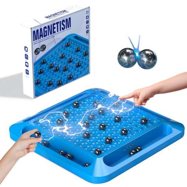 Dhrana Magnetic Chess Game Set with Stones, Kluster Magnetic Rocks Board Games for Adults Kids 6-8-12 with Strings, Strategy Magnet Chess Board Table Games Set