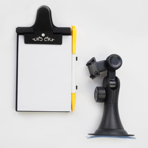 Car Clip Board with Pen Holder and pad Mount, Universal Suction Cup, Flexible Neck Mount with 1 Pad, by Mobi Lock