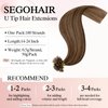 SEGOHAIR U Tip Hair Extensions Human Hair Pre Bonded Extensions Keratin Fusion Extensions K Tip Hair Extensions Real Human Hair Silky Straight Natural 50g/100 Stands 16" Medium Brown Mix Dark Blonde