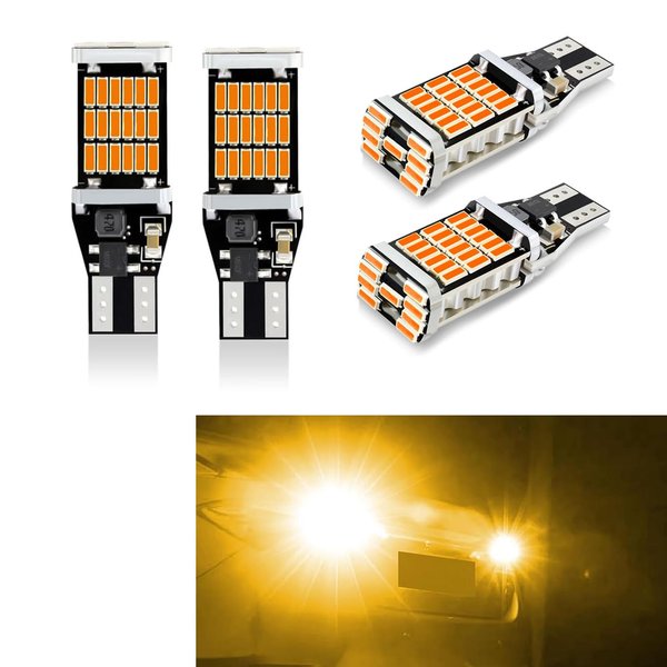 leediga 4 PCS T15 Car Turn Signal Bulb, 15mm x 40mm 4014 45SMD Canbus LED Decoded Infinite High Brightness Reverse Light, 360° Lighting Replacement Accessory, Compatible with Most Models (Yellow)