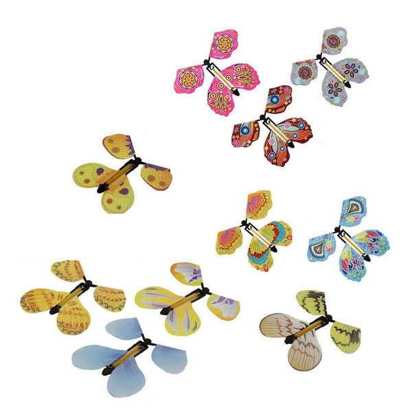 Magic Flying Butterfly, 10 Piece Magic Wind Up Flying Butterfly Surprise Box Rubber Band Powered Magic Fairy Flying Toy for Explosion Box Surprise Gift