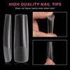 AORAEM XXL Square Clear Fake Nails 240PCS 4.5cm Long Straight Tapered Nails Half Matte Design Extra Long Acrylic Nail Tips with Case for Home DIY Nail Salons