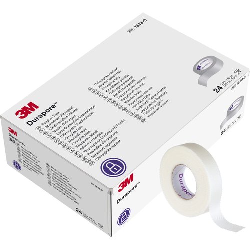 3M™ Durapore™ Surgical Tape 1538-0, 1/2 inch x 10 yard (1,25cm x 9,1m), 24 Rolls/Box