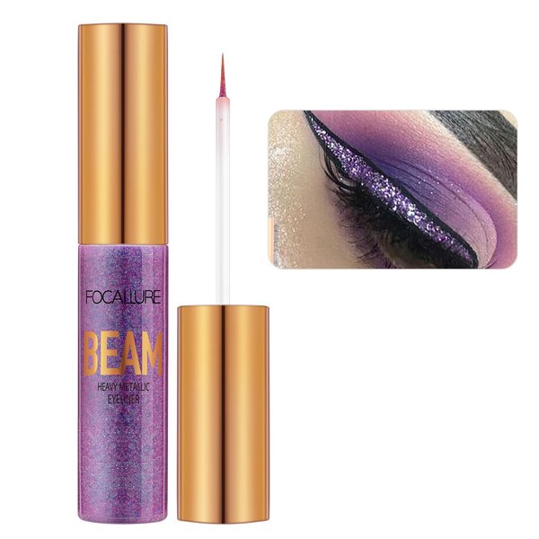 FOCALLURE Beam Eyeliner, Metallic Glitter Shimmer Eye Liner, Waterproof Liquid Eyeliner Pencil, Quick Drying, Sparkling Eye Makeup for Costume & Party, #04 AMETHYST