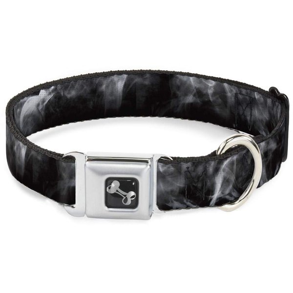 Dog Collar Seatbelt Buckle Smoke Black Grays 11 to 17 Inches 1.0 Inch Wide