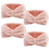 YISSION 4PCS Spa Headband with Bow No Slip Head Band for Face Wash Makeup Skincare Facial Headband Elastic Hair Band Microfiber Headbands for Women Girls (Pink)