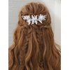 Gorais White Flower Bride Wedding Hair Comb Silver Leaf Bridal Hair Pieces Crystal Side Combs Hair Accessories for Women and Girls